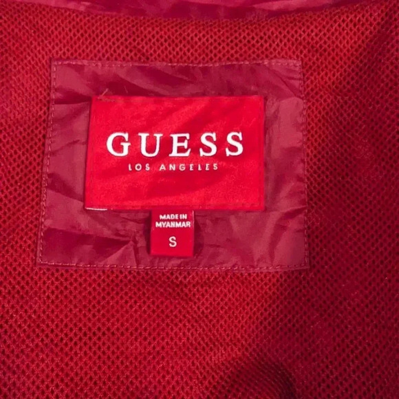 Guess Red Lightweight Cropped Windbreaker, Size S - Picture 5 of 6